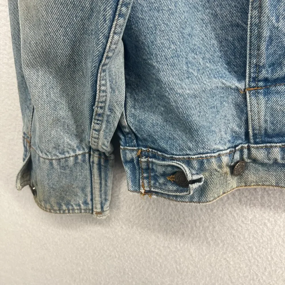 LEVIS Jacket Mens L White Tab Vented Denim Trucker 1987 80s Red Batwing USA VTG
